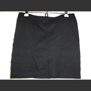 Attention Black Pinstripe Skirt 17.5" Length, Horizontal Side Pleats, Size 10